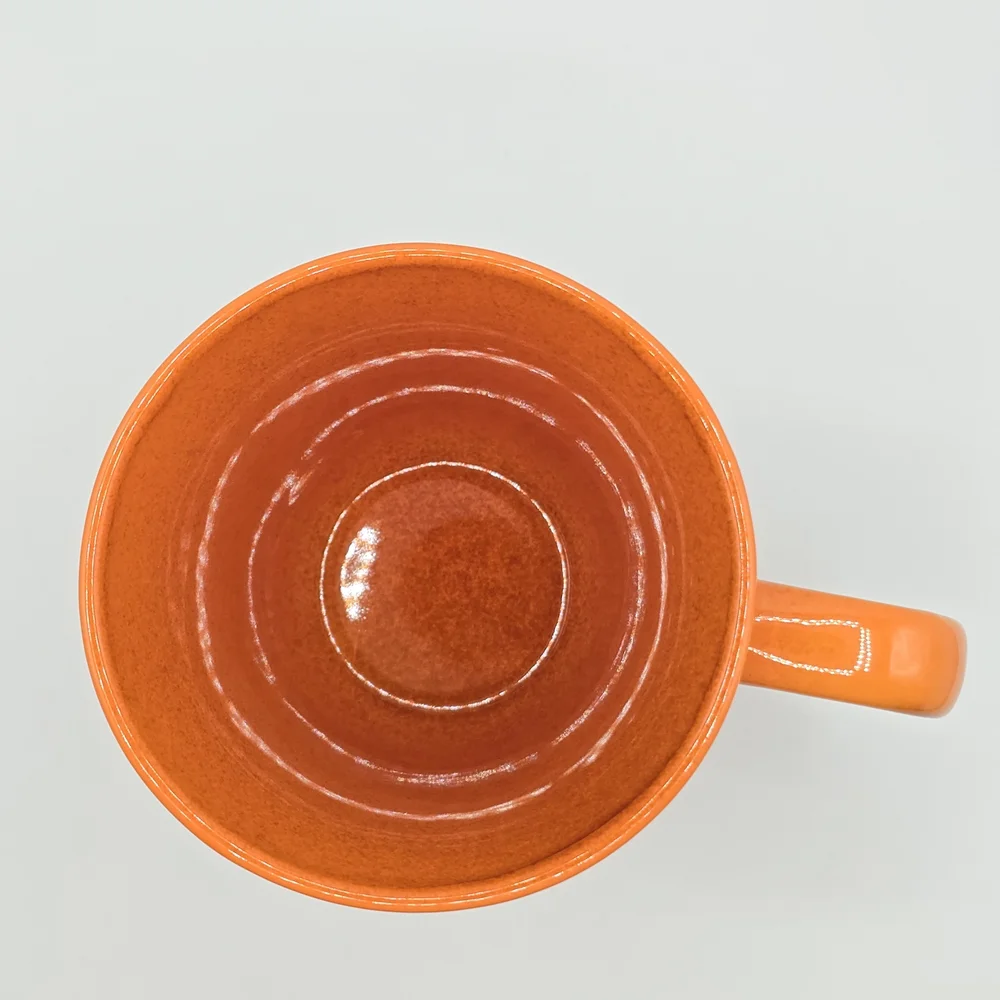 Pier 1 Imports Spice Route Nutmeg Stoneware Coffee Mug Beaded Rim Pumpkin Orange